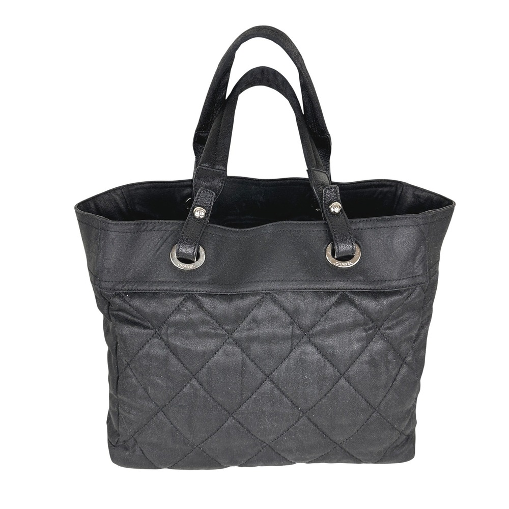 Chanel Paris Biarritz MM Tote Bag Canvas Leather Black‎ Quiet Luxury Capsule
